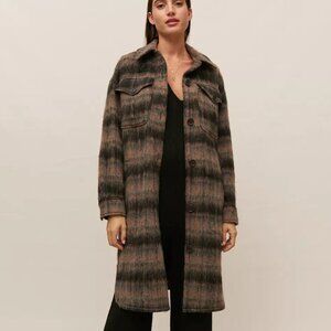 Avec Les Filles Brushed Plaid Longline Coat